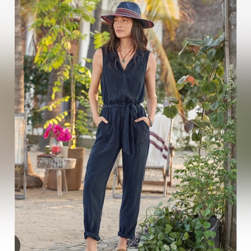 Cloth & Stone x Sundance Women's Odette Tencel Dark Blue Jumpsuit Medium New - Picture 2 of 8